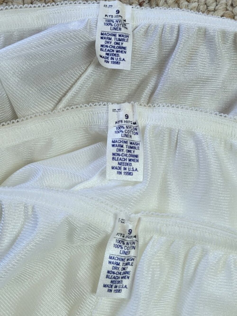 Vintage Nylon Panty Size 9 Brief 3 Pairs Satin White Double Gusset Sissy NWOT - Picture 5 of 10